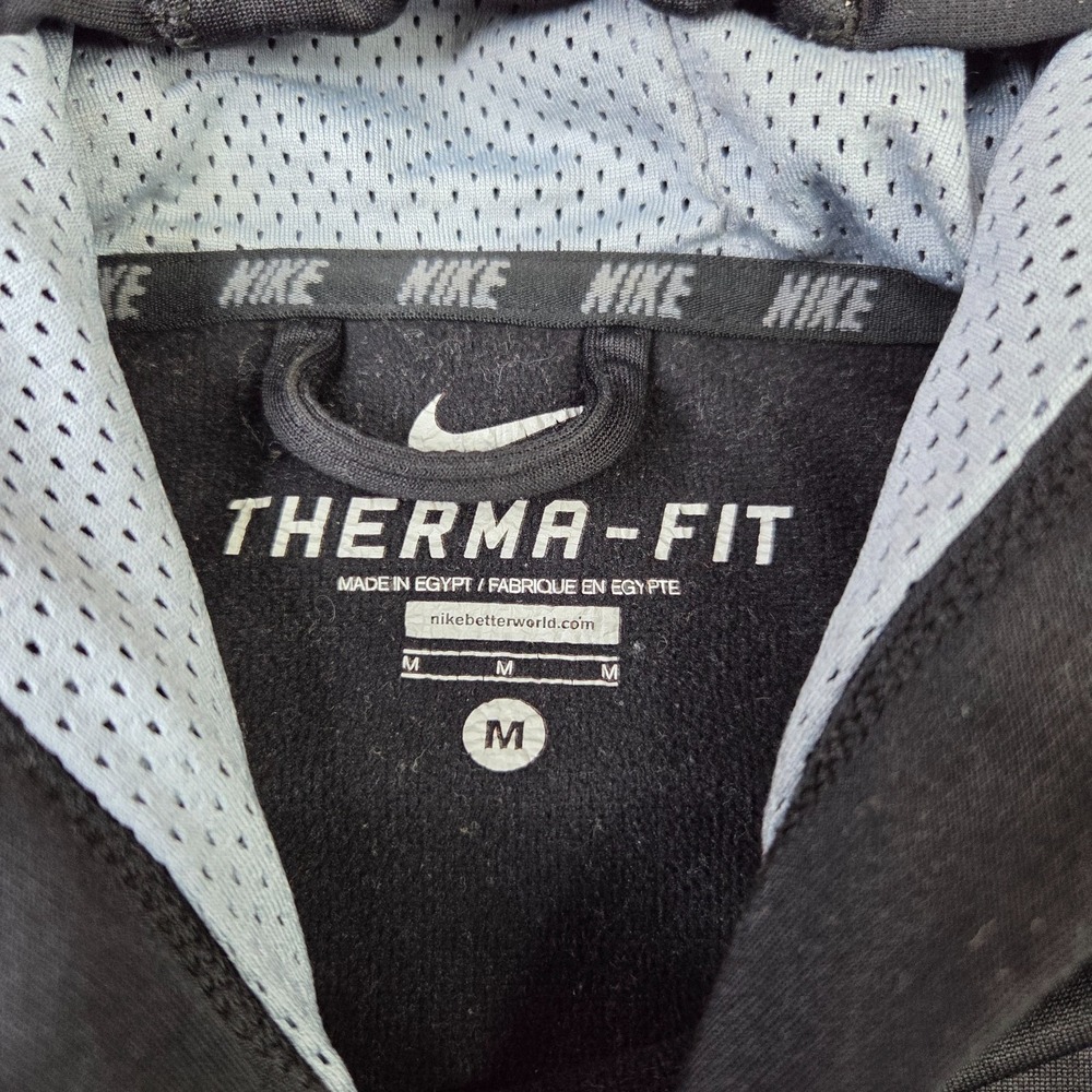 Nike Therma-Fit Hoodie Mens Med Black Pullover Sweatshirt Swoosh 620173-010 - Picture 3 of 10